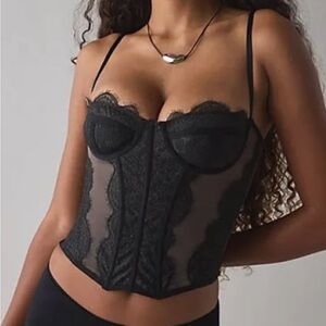 Urban Outfitters Out From Under Modern Love Lace Black Push Up Corset Top Sz XL